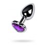 Korek analny srebrny Metal by TOYFA z fioletowym sercem 7 cm - 3