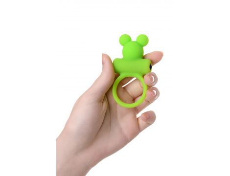 Cock ring A-Toys with vibro bullet; green - 2