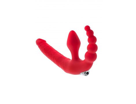 Strapon wibrujący Black&Red silikonowy czerwony 35 cm - 2