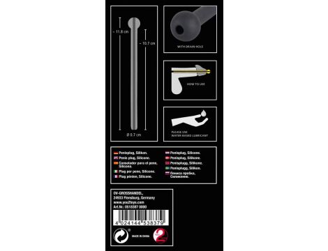 Penis plug Piss Play silikonowy Penisplug czarny 11,8 cm - 9