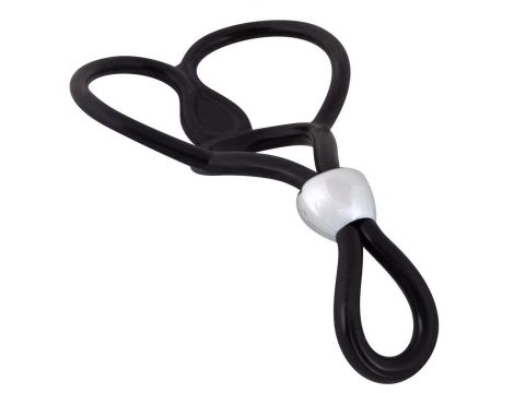 Pierścień erekcyjny You2Toys silikonowy z pierścieniami jąder 13 cm czarny - 2