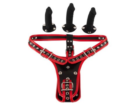 Strap on Bad Kitty z trzema dildo silikonowymi S/M - 4