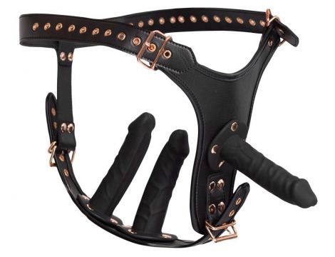Strap on Bad Kitty 3D z trzema dildos S/M - 4