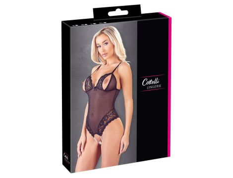 Body erotyczne ouvert z perłami Cottelli LINGERIE M - 8