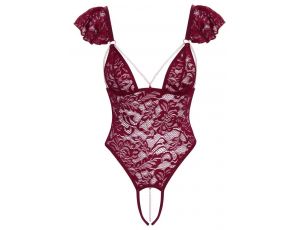 Body string z perełkami Cottelli LINGERIE bordowe S