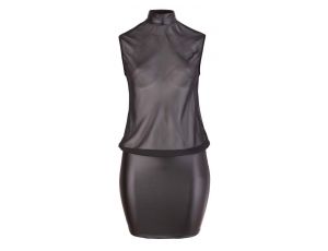 Mini sukienka przezroczysta Cottelli CURVES czarna 4XL