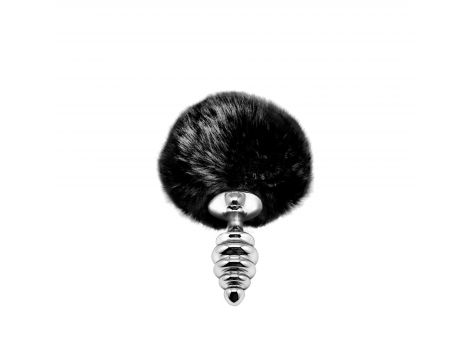 Metal Anal Fluffy Twist Plug S black - 2