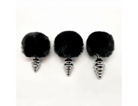 Metal Anal Fluffy Twist Plug S black - 3