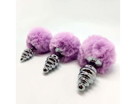 Metal Anal Fluffy Twist Plug M pink - 3