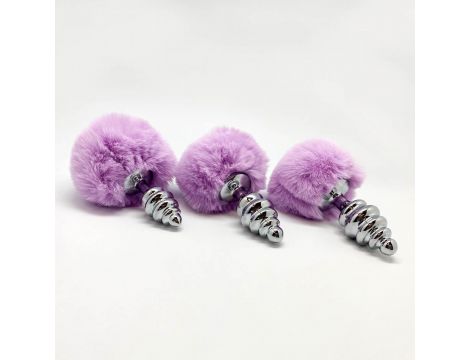 Metal Anal Fluffy Twist Plug M pink