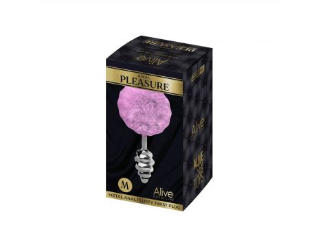 Metal Anal Fluffy Twist Plug M pink - 4