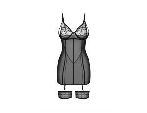 Koszulka nocna Obsessive Nuites czarna z stringami L/XL