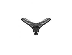 Stringi koronkowe otwarte Obsessive Arrowel czarne L/XL