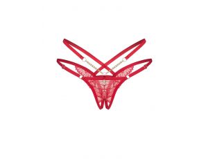 Stringi otwarte koronkowe Obsessive Matildea czerwone L/XL