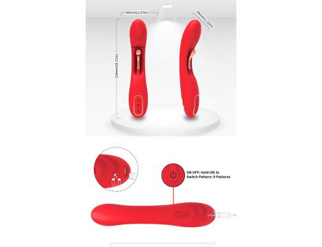 Wibrator punktu G dwupunktowy czerwony B-Series Joy USB 22 cm - 13