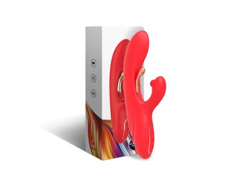 Wibrator króliczek Nirvana czerwony trójpunktowy silikonowy USB 22 cm - 3