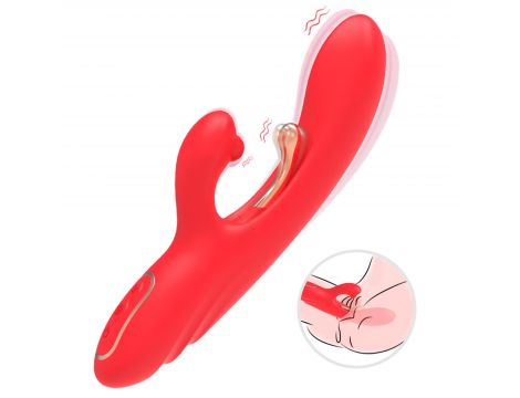 Wibrator króliczek Nirvana czerwony trójpunktowy silikonowy USB 22 cm - 9