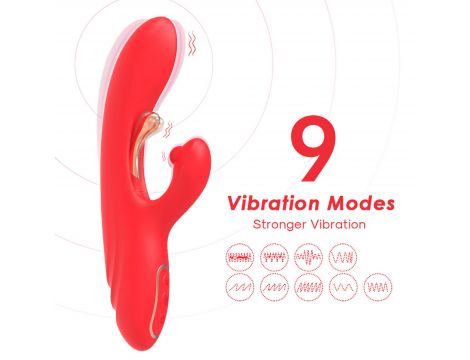 Wibrator króliczek Nirvana czerwony trójpunktowy silikonowy USB 22 cm - 7