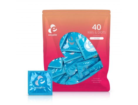Prezerwatywy EasyGlide prążkowane kropkowane 40 szt - 2