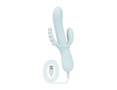 Wibrator silikonowy Good Vibes Only Sage niebieski USB 22 cm - 4