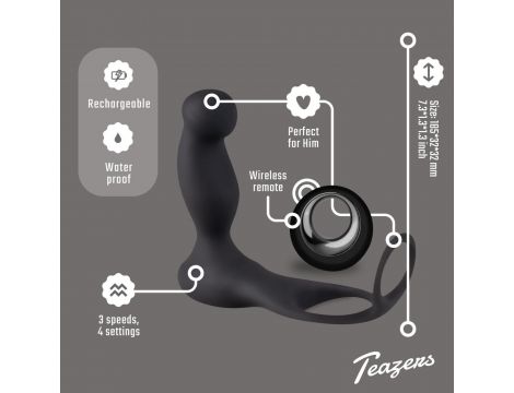 Masażer prostaty z pierścieniem Teazers pilot USB - 17