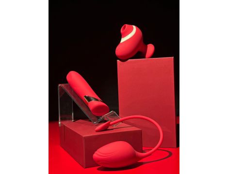 Wibrator szminkowy silikonowy czerwony B Series Cute USB 10 cm - 12