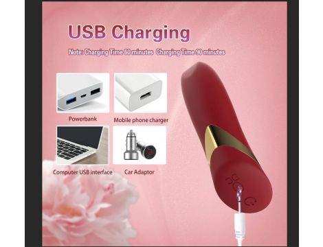 Wibrator szminkowy silikonowy czerwony B Series Cute USB 10 cm - 14