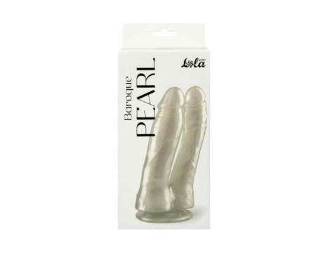 Podwójne dildo perłowe Pearl biały z przyssawką 17 cm - 2
