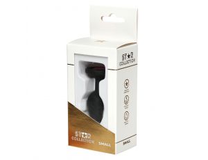 Korek analny silikonowy Star Collection S czarny z różowym kryształem 7cm