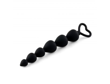Kule analne silikonowe HeavyFun czarne serce 17 cm - 2