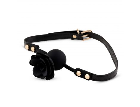 Knebel silikonowy Black Rose z różą i kanałem 4,2 cm