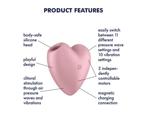 Stymulator łechtaczki Satisfyer Cutie Heart jasnoczerwony silikonowy USB - 3