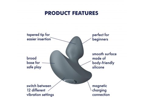 Wibrujący korek analny Satisfyer Booty Beginners ciemnieniebieski 8 cm USB - 4