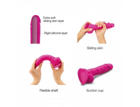 Dildo realistyczne Strap on me z przesuwaną skórą fuksjowe L - 4
