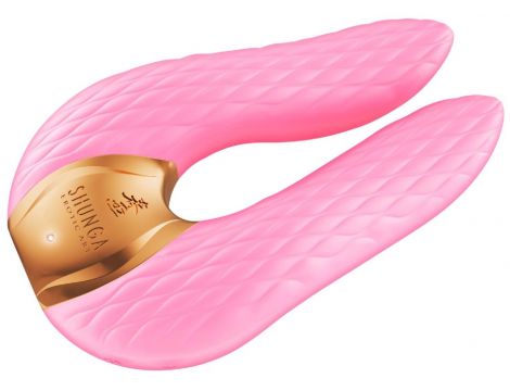 Wibrator podwójny Shunga Aiko silikonowy różowy USB 11 cm - 3