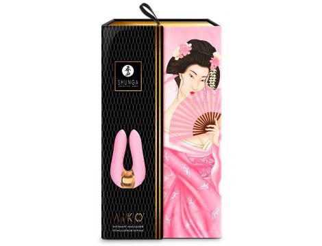 Wibrator podwójny Shunga Aiko silikonowy różowy USB 11 cm - 4