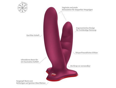 Dildo podwójne z przyssawką Fun Factory Ryde bordowe - 5