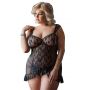 Babydoll koronkowy siateczkowy Bianca SoftLine czarna 3XL - 3