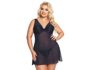Zmysłowa koszulka baby doll Berta niebieska 2XL SoftLine Collection