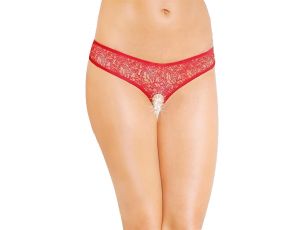 Stringi koronkowe SoftLine 2446 czerwone M/L