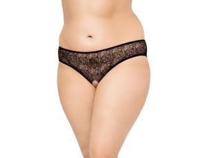 Stringi koronkowe SoftLine Collection Plus Size czarne 3XL