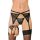 Pas do pończoch ze stringami koronkowy SoftLine 3318 czarny M/L