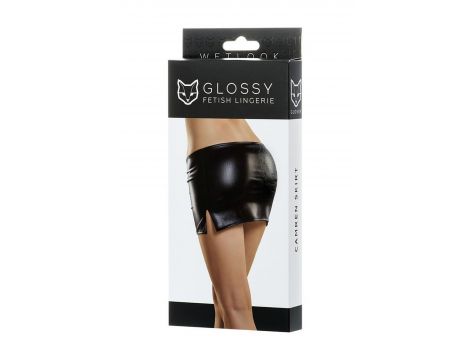 Błyszcząca mini spódniczka Wetlook Glossy CAMREN czarna L - 2