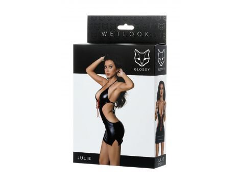 Błyszcząca sukienka wetlook Glossy Julie czarna L - 4