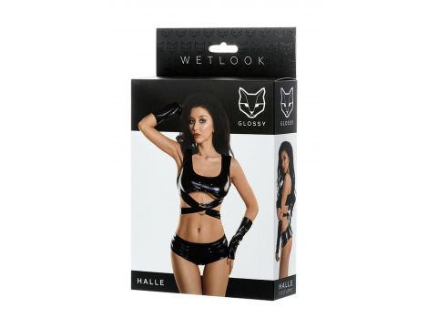 Błyszczący komplet Wetlook Glossy Halle czarny S - 3