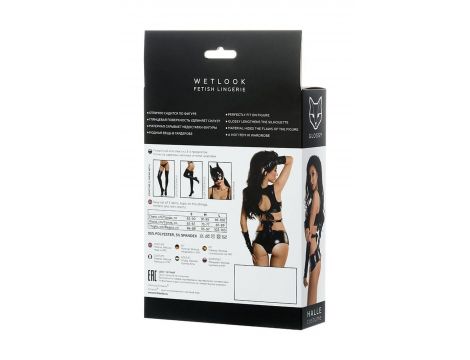 Błyszczący komplet Wetlook Glossy Halle czarny XL - 5