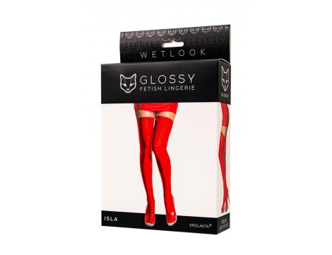 Błyszczące pończochy Wetlook Glossy Isla czerwone S - 4