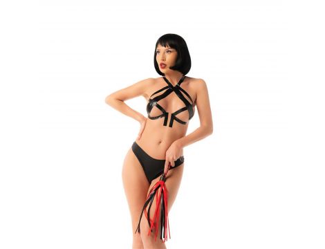 Czarno czerwony flogger Fantasy 51 cm
