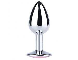 Silver Small Butt Plug with Pink Diamond
