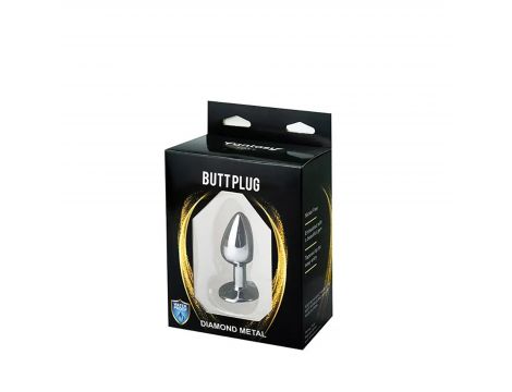 Silver Small Butt Plug with Pink Diamond - 3